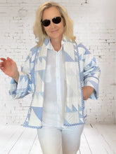 Cropped quilt jacket  "blue baskets" xs-s